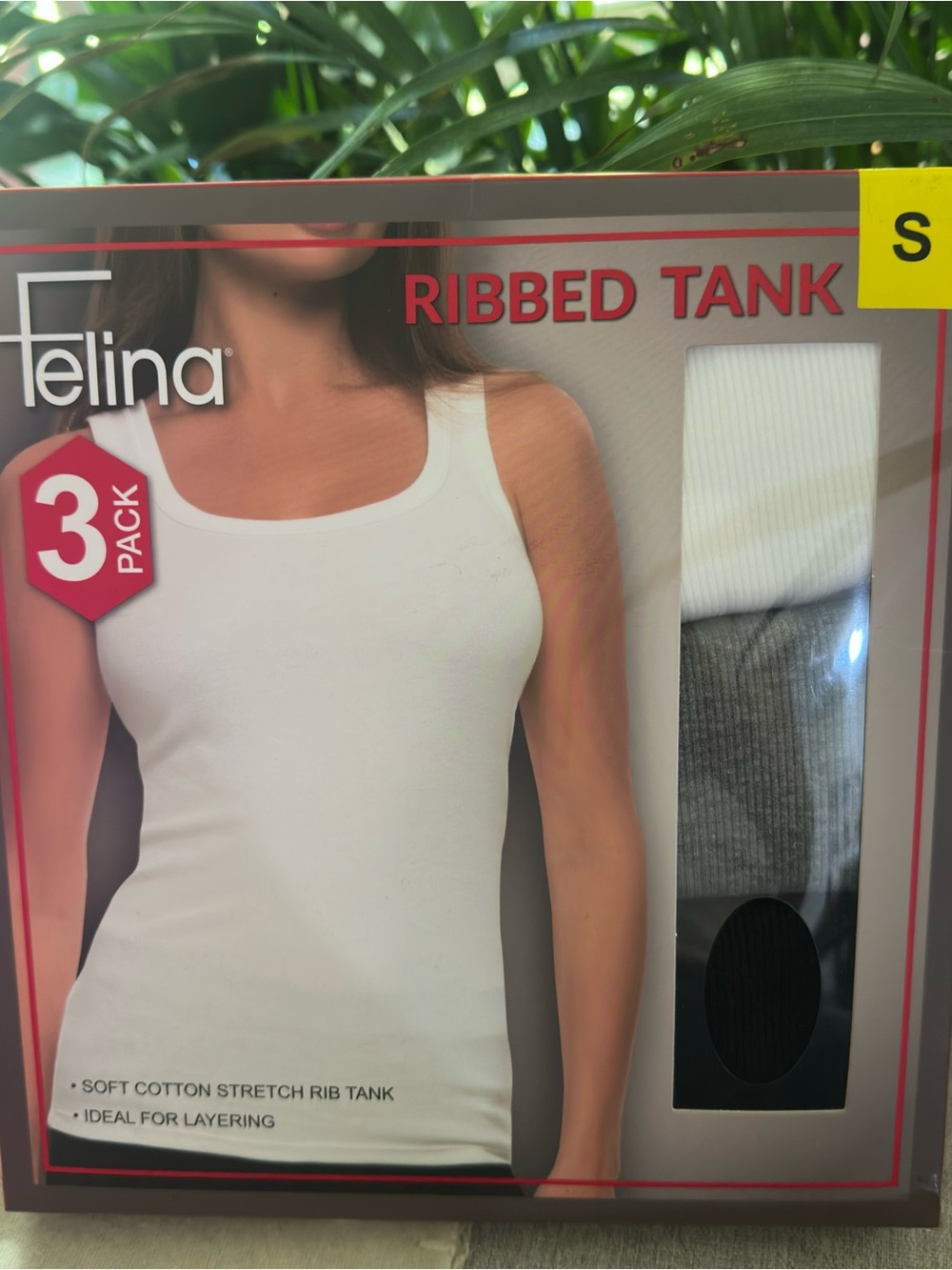 Felina Women’s Ribbed Tank Top 3-Pack - White, Gray, Black New Size Small